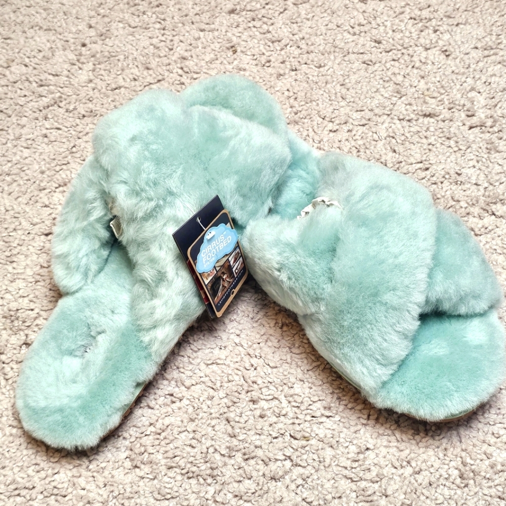 Lamo Sheepskin Serenity Mint Slippers‎ House Shoes Slides Traction Sole 10.5-11